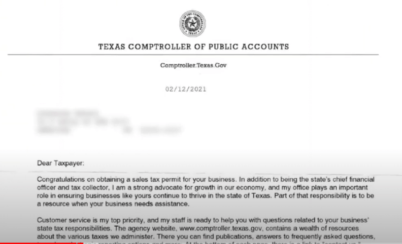Picture of letter with webfile number