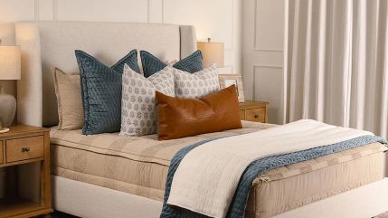 Bed made up with a Beddy's zip-on bedding set