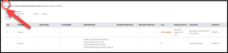 bank transaction in quickbooks online