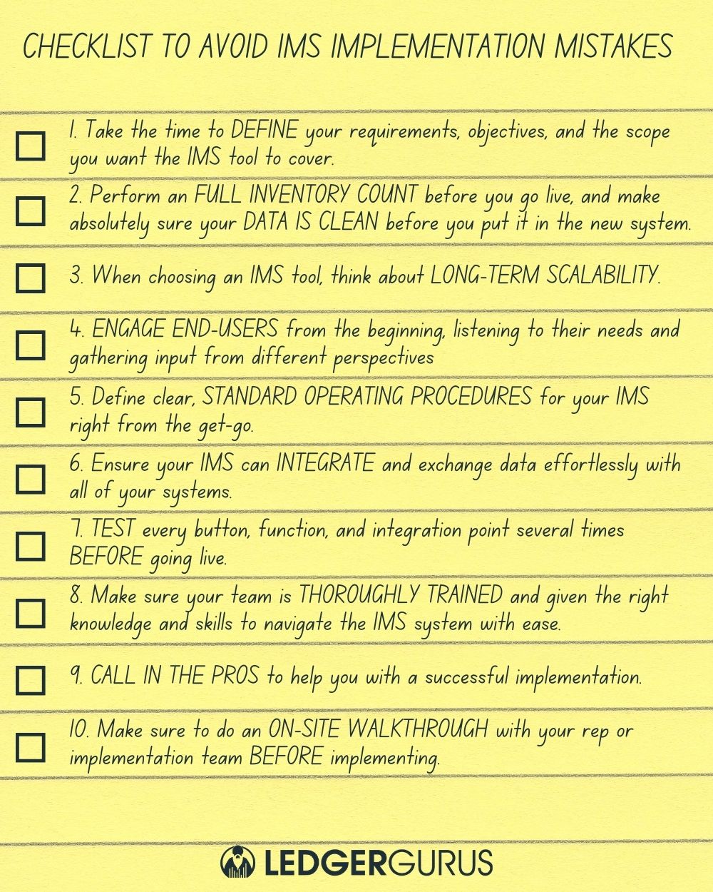checklist to avoid IMS implementation mistakes